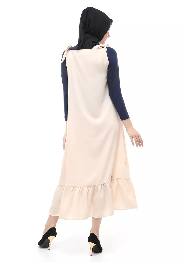 Bilqis Overall Panjang Wanita Rampel Kodok Long Sleeve Regular Fit - Kream