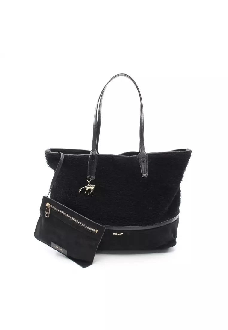 Buy BALLY Preloved BALLY Shoulder bag tote bag Mouton leather black