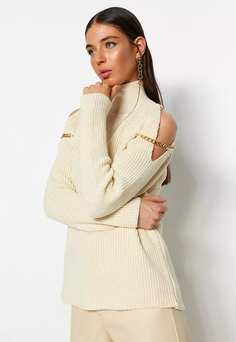 Gold Chain Detailed Knitwear Sweater
