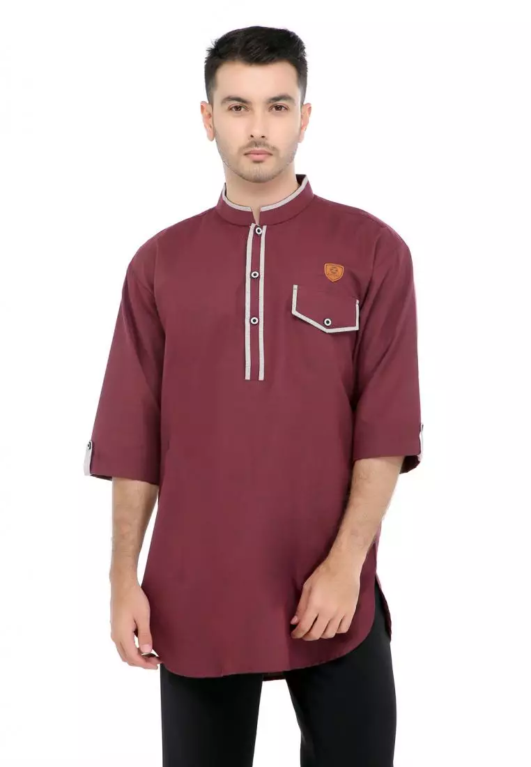 Baju Koko Gamis Muslim Pria Arfan - Maroon
