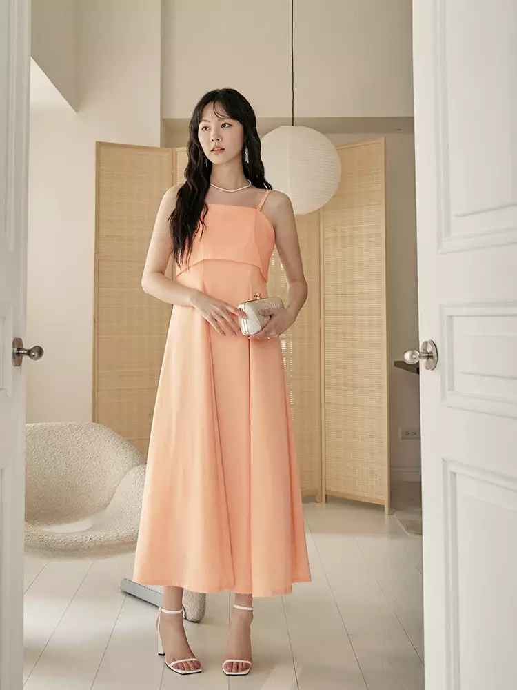 Thin Strap Straight Neckline A-Line Mini Dress [DA10066]