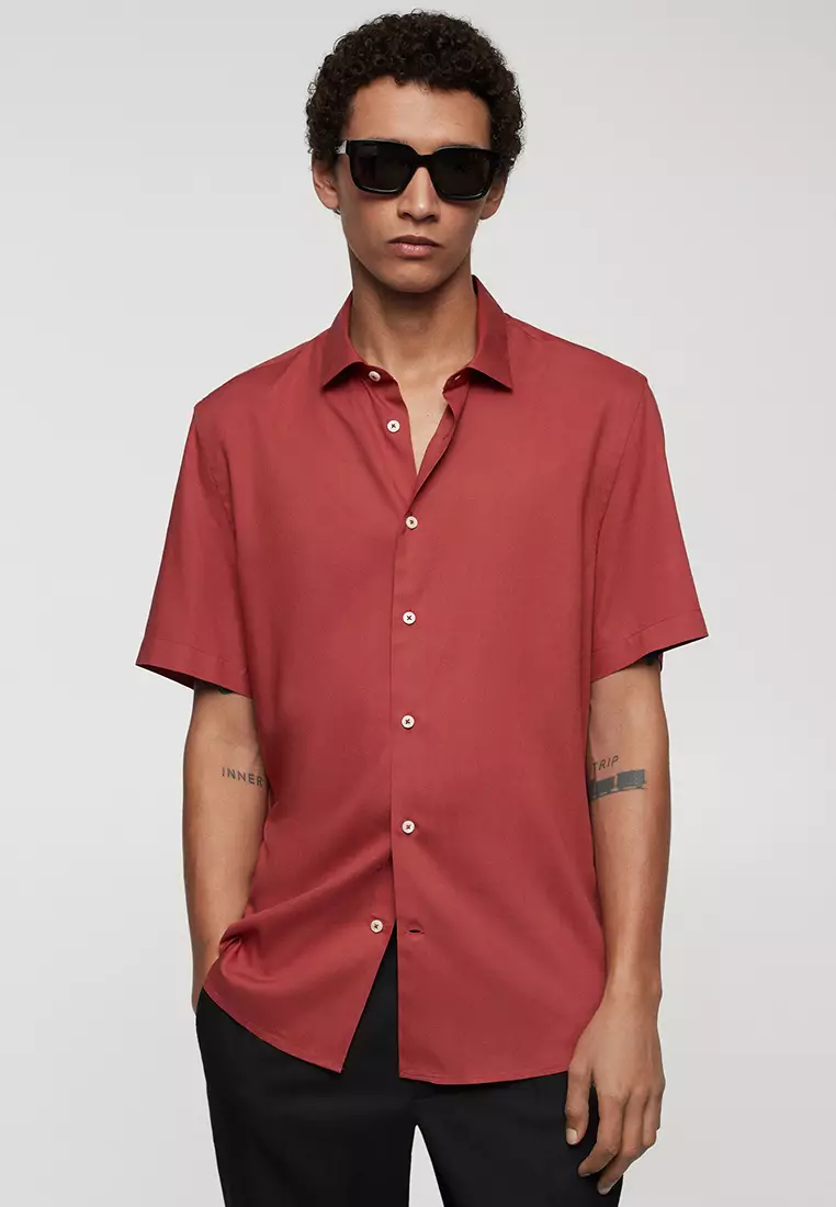 Mens red online short sleeve shirt