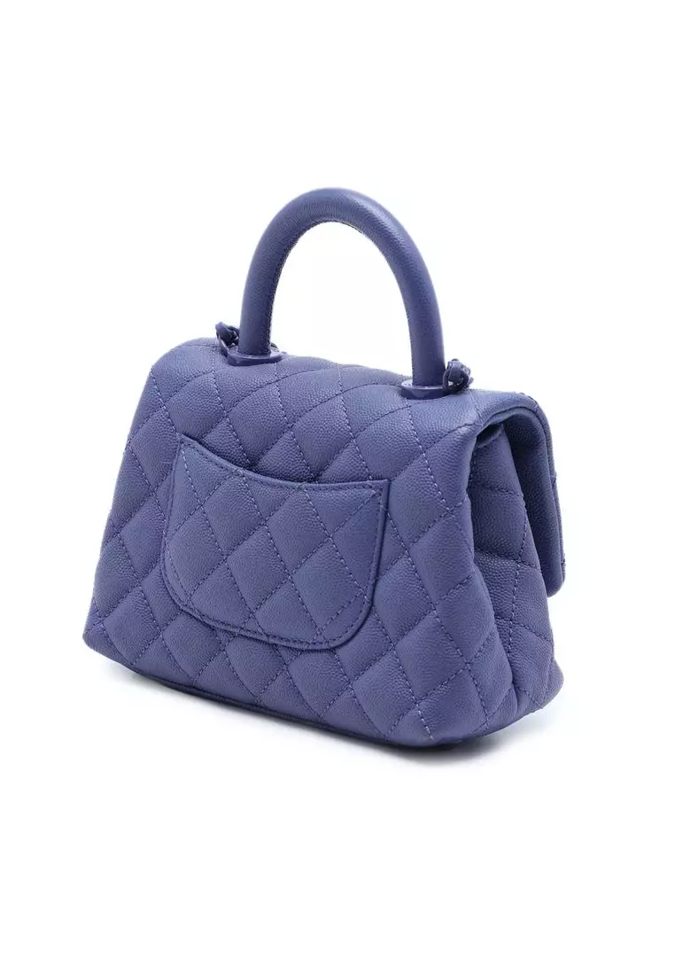 Pre-Loved Chanel Extra Mini Quilted Caviar Incognito Coco Top Handle Bag
