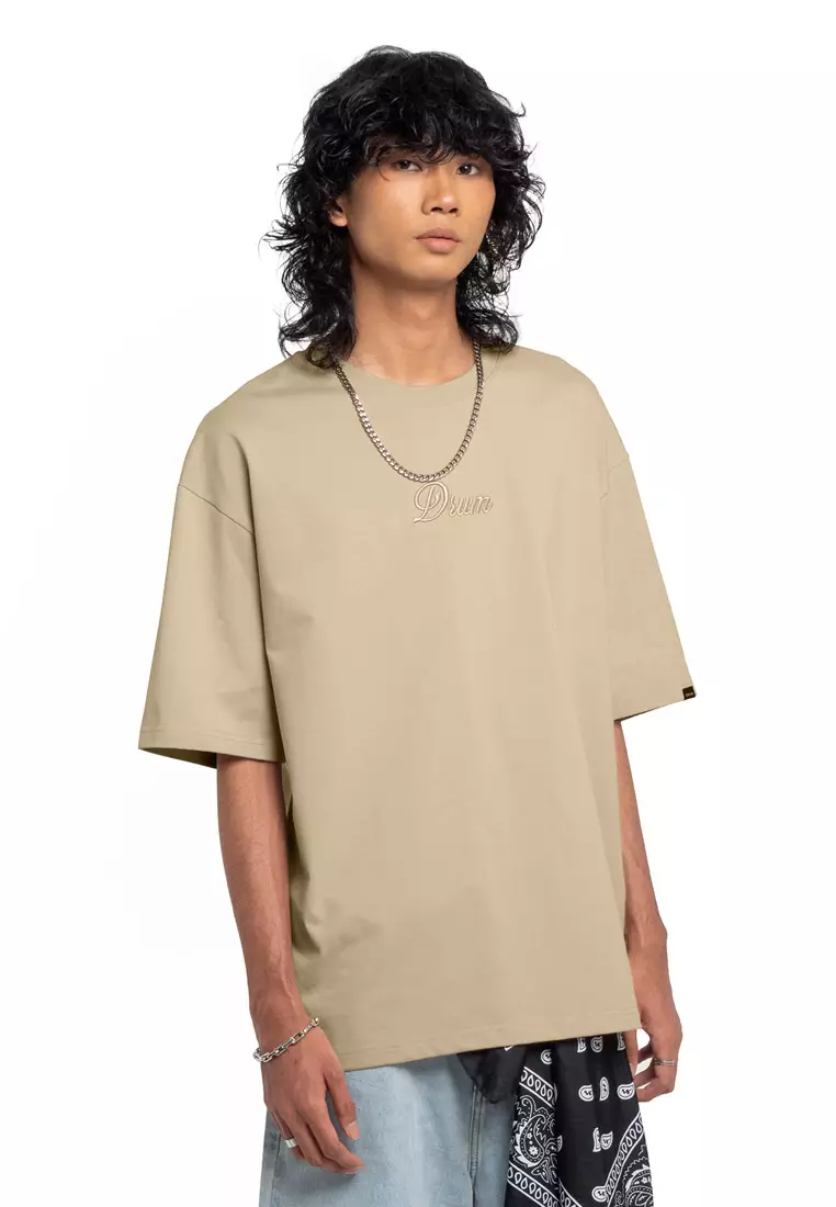 Select 3D Embroidery Oversized Tee- Khaki