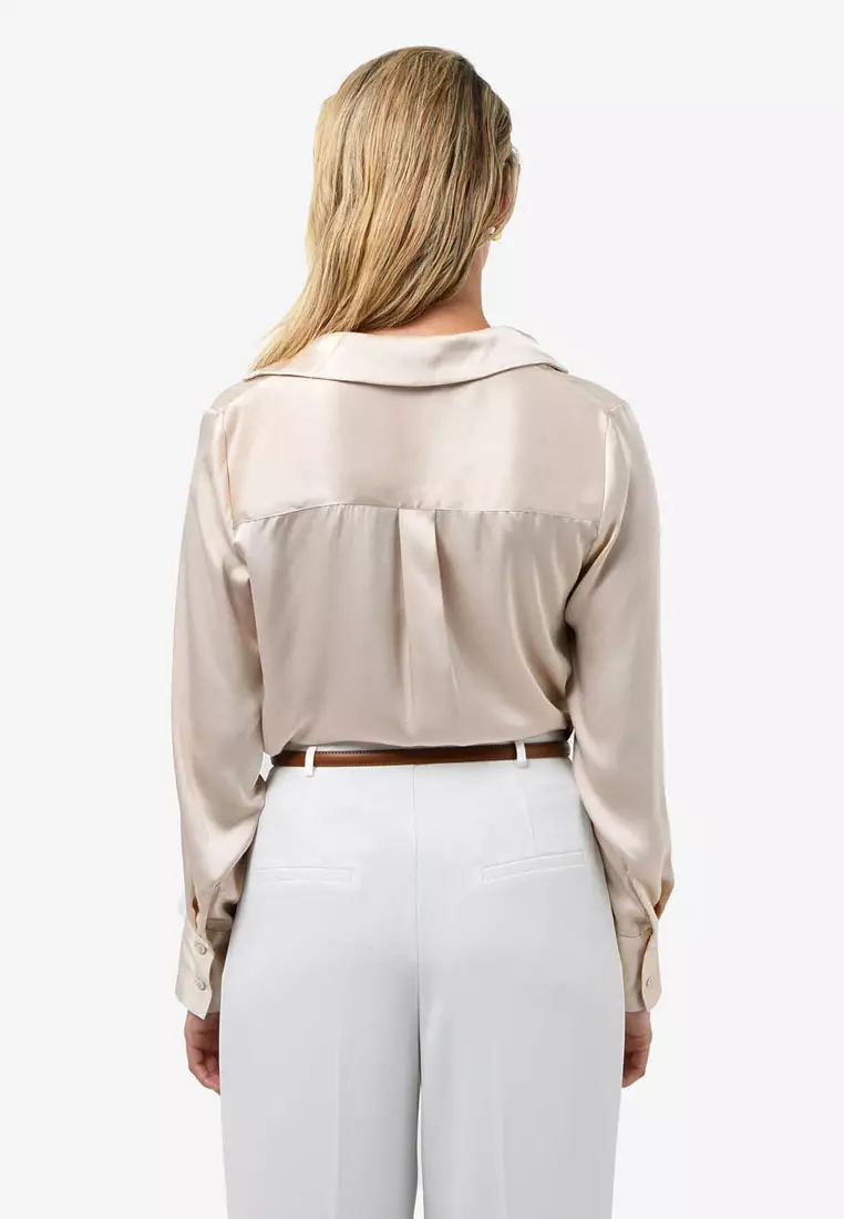 Lila V-Neck Satin Blouse