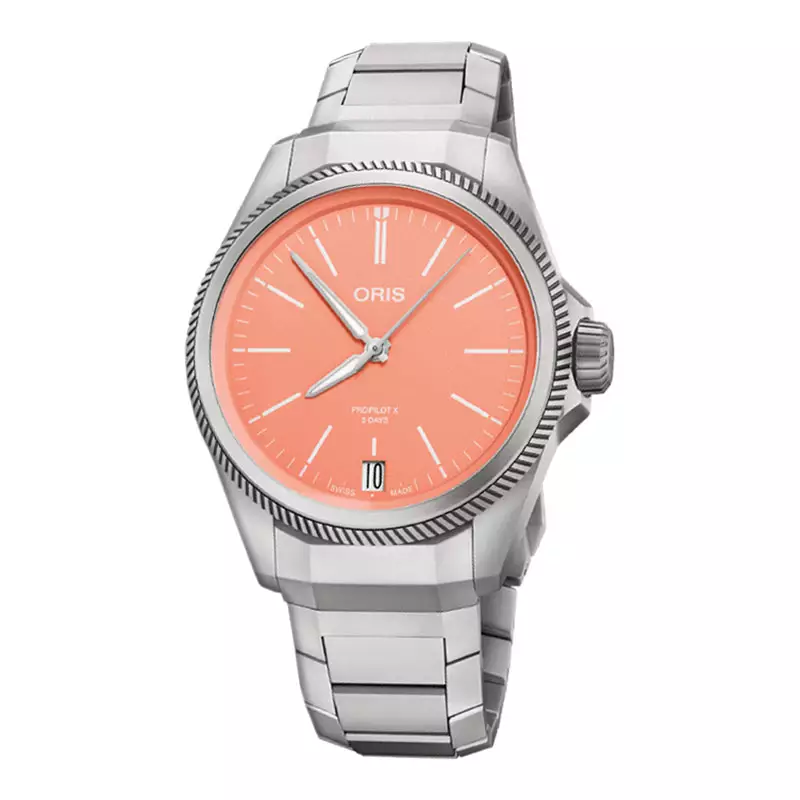 Jam Tangan Pria Oris Pro Pilot X Calibre 400 01-400-7778-7158-07-7-20-01TLC Automatic Orange Dial Titanium Strap