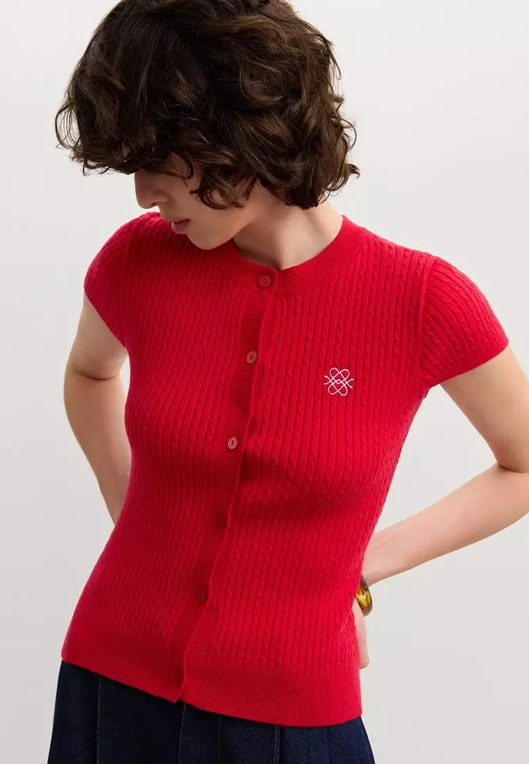 Buy Pomelo Button-Up Knit Top - Red 2026 Online | ZALORA