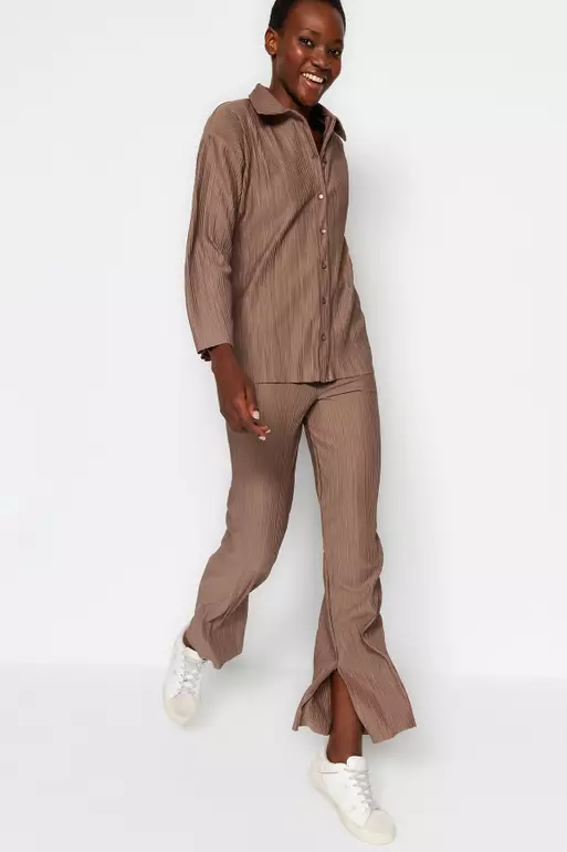 Pleated Shirt with Pants Set