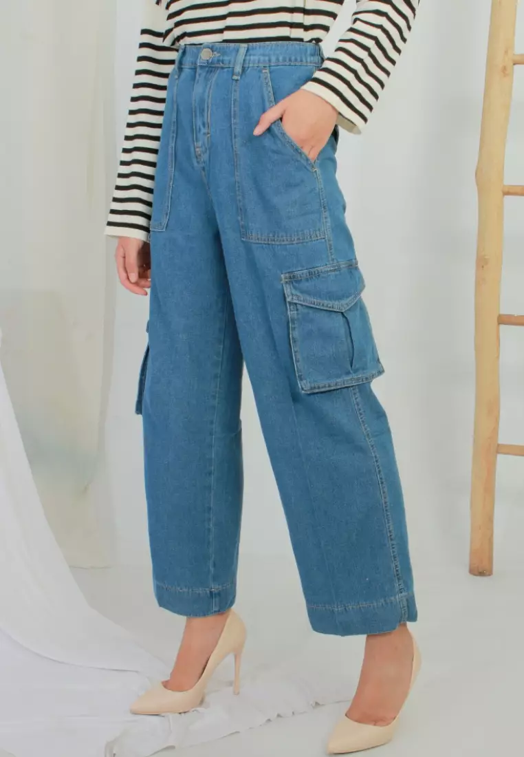 Jeidie Cargo Jeans in Blue