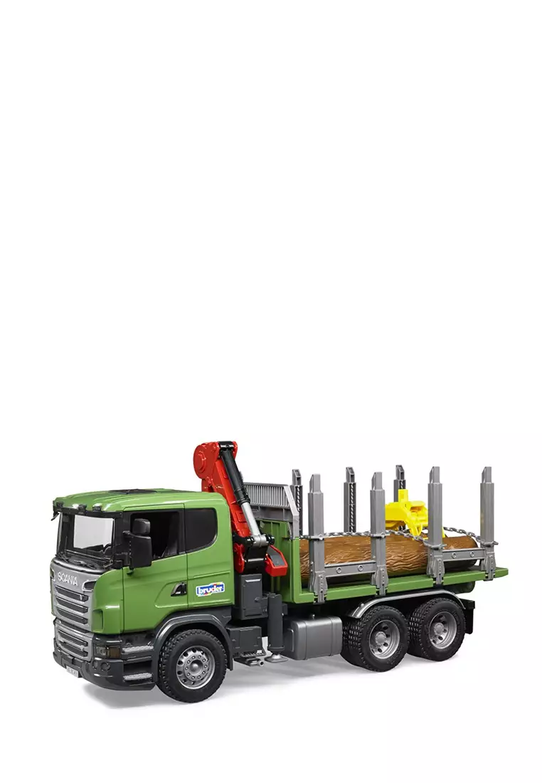 Bruder Toys 3524 - Scania R-Series Timber truck with loading crane, grab and 3 trunks