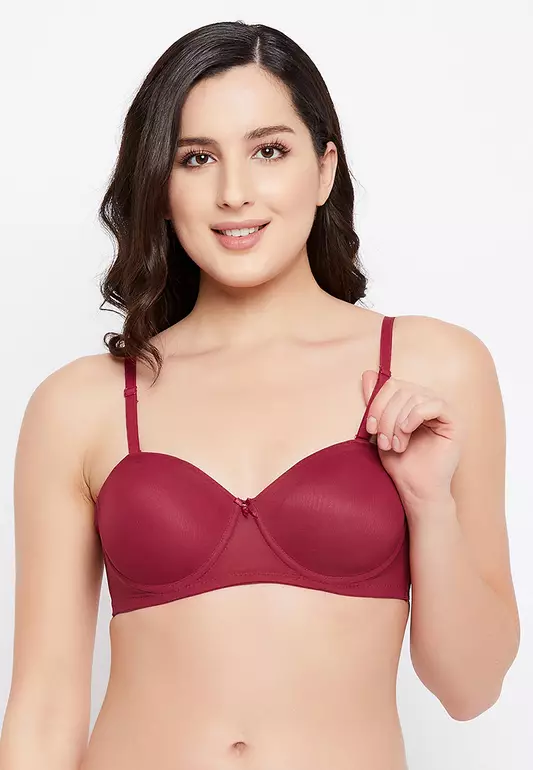 Clovia Padded Underwired Full Cup Strapless Multiway Bra in Maroon
