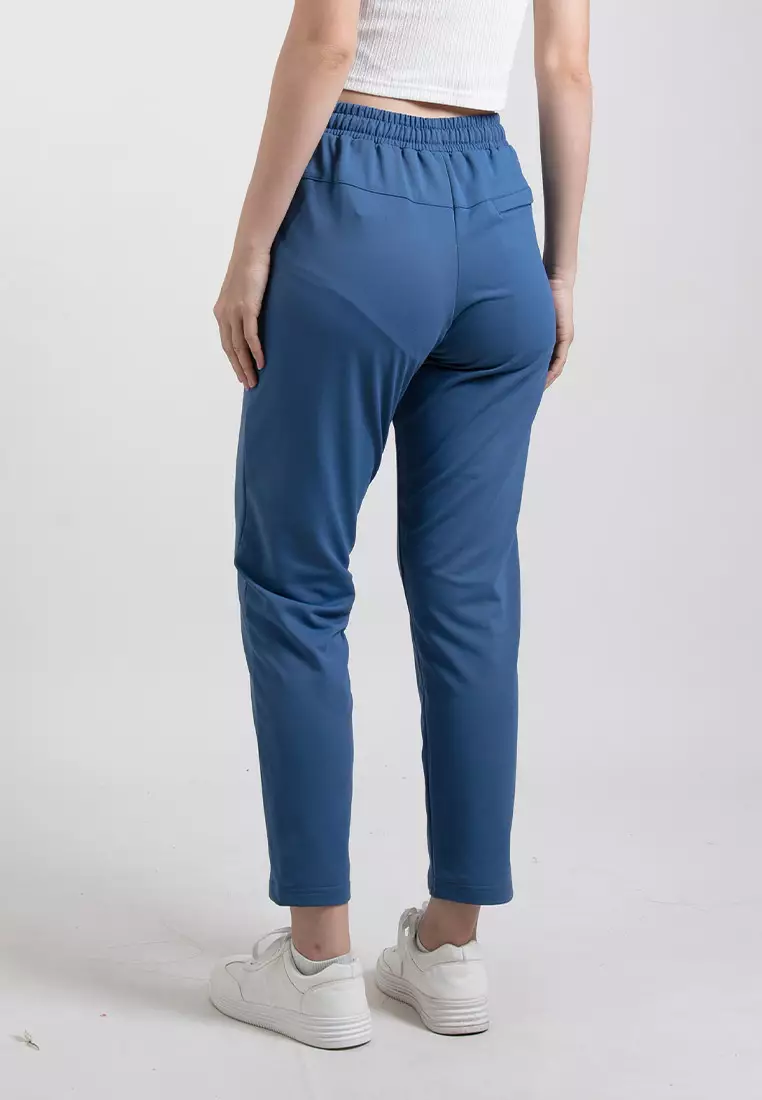 Forest Ladies Casual Polyester Elastic Waist Jogger Pants Women Casual Long Pants - 810542-36GreyBlue