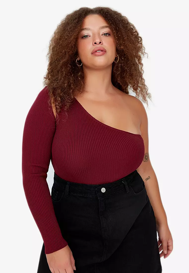 Camicia Donna Trendyol Woman V-Neck Regular Plus Size – 100% Cotone Rosso - 4
