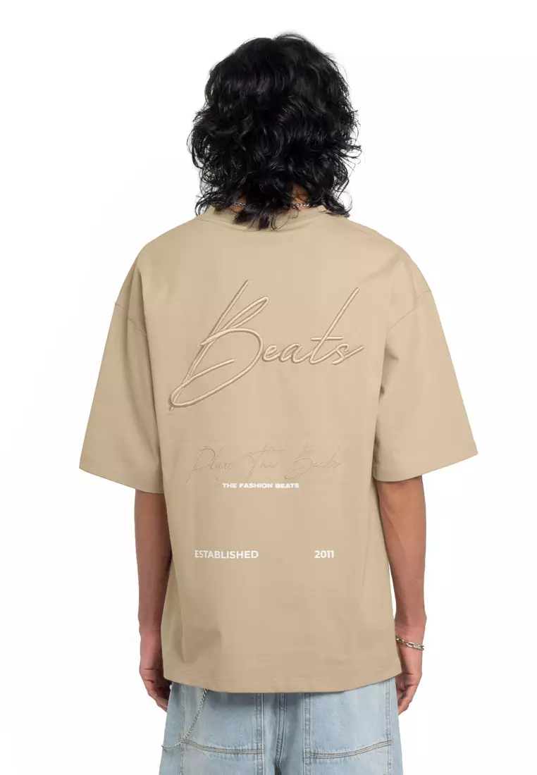 Select 3D Embroidery Oversized Tee- Khaki