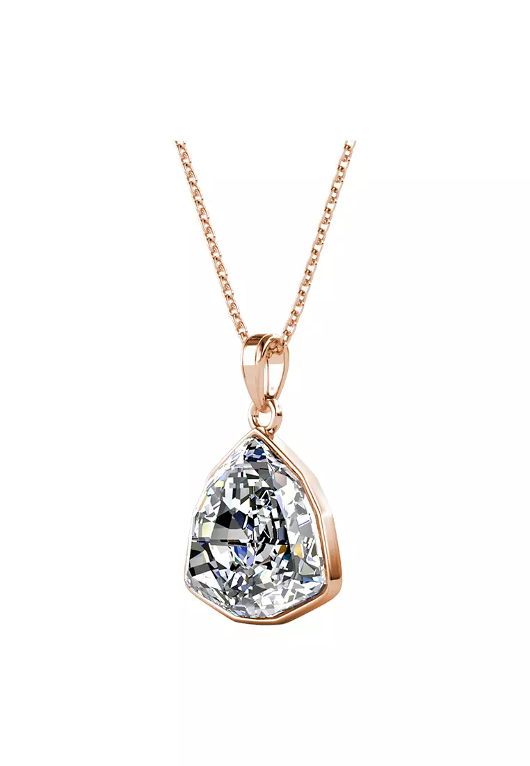 Crystal Pyramid Pendant White RG - Kalung Crystal Swarovski by Her Jewellery