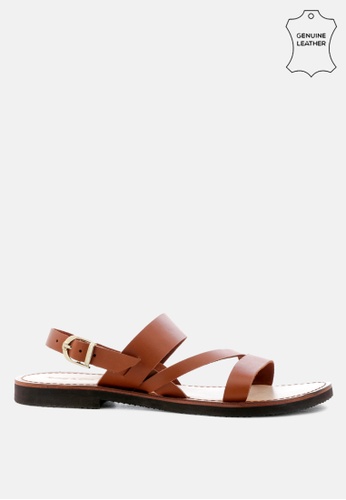 Rag & CO. brown Leather Flat Sandal with Ankle Strap 43BEFSH19083E4GS_1