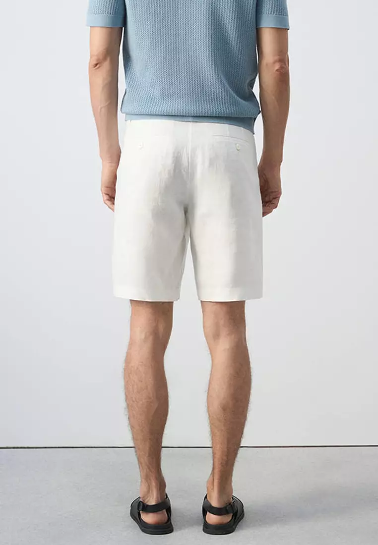 Slim-Fit 100% Linen Bermuda Shorts