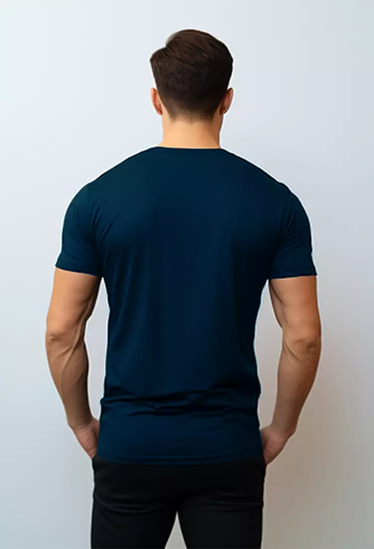 NTD22 kaos gym ketat stretch pria anti kusut cepat kering lightweight nade japan consistency navy