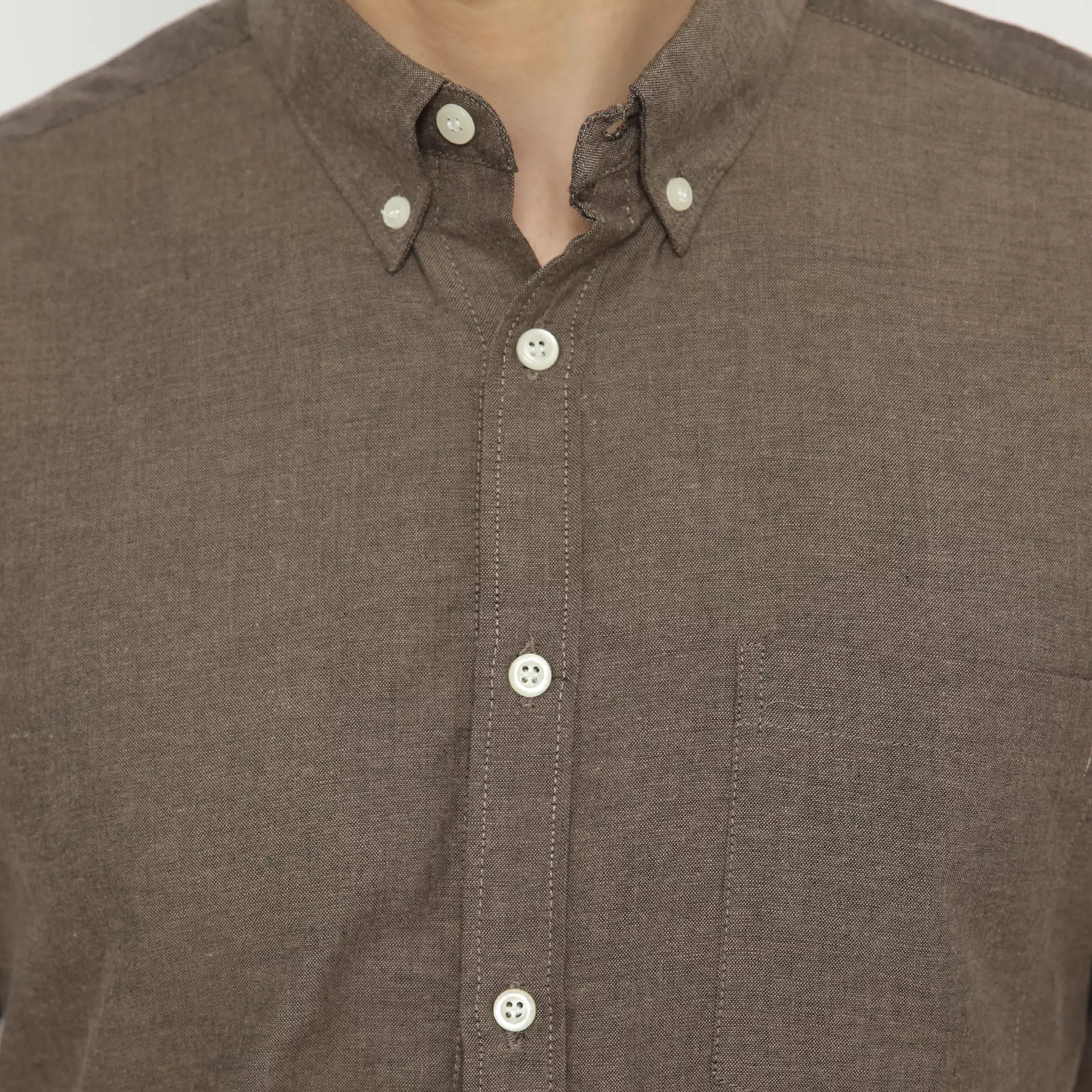 Platini Kemeja Pria Polos Lengan Pendek Katun Oxford Coklat Tua 1069