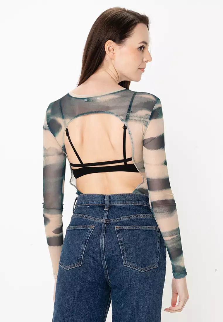 ZARA Tie-Dye Print Tulle Bodysuit 2025 | Buy ZARA Online | ZALORA