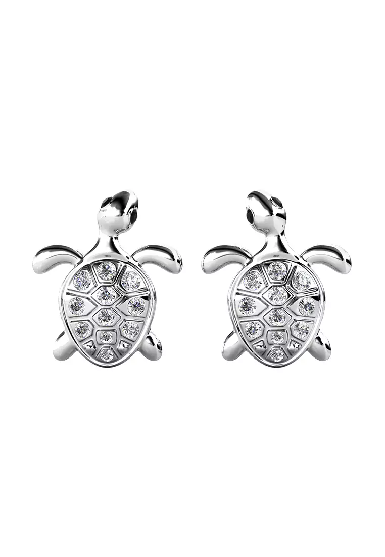 White gold turtle earrings clearance