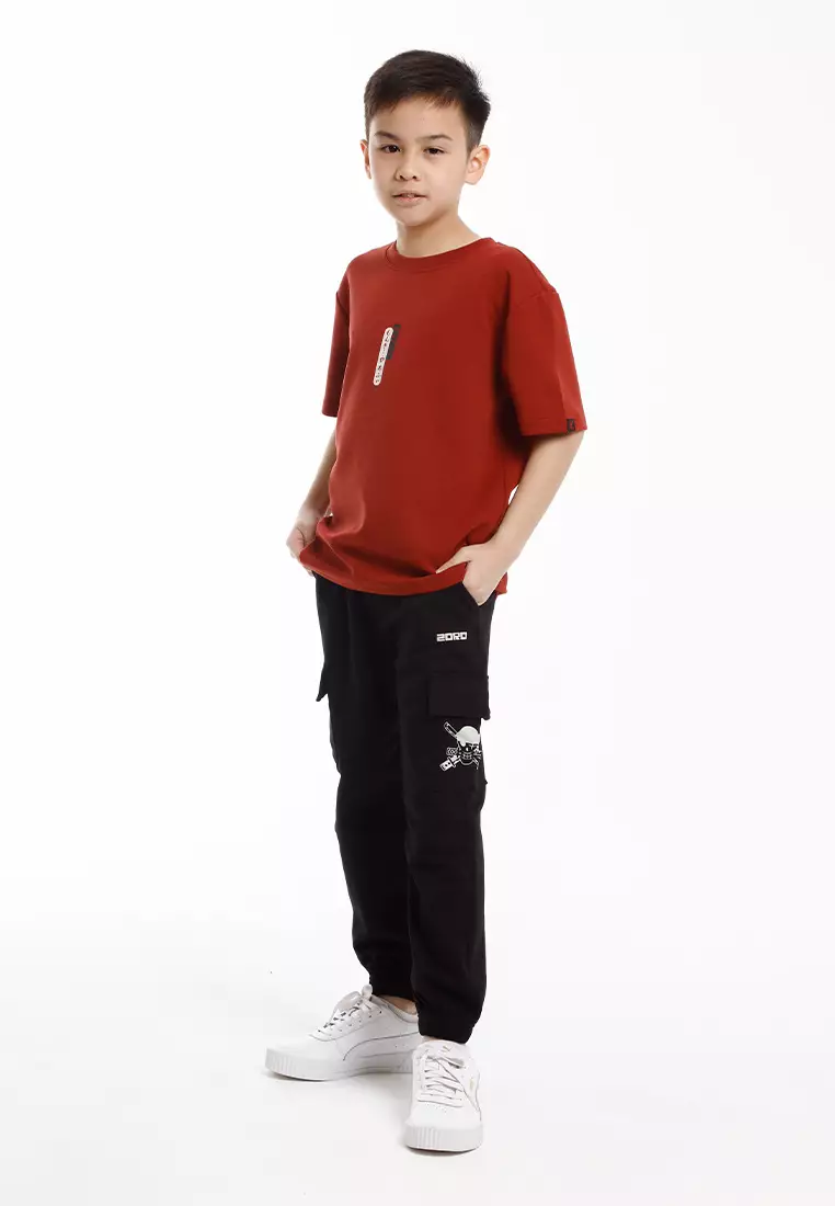 Forest x Onepiece Luffy Premium Cotton Oversized Kids Tee - FOK20008-58BrickRed
