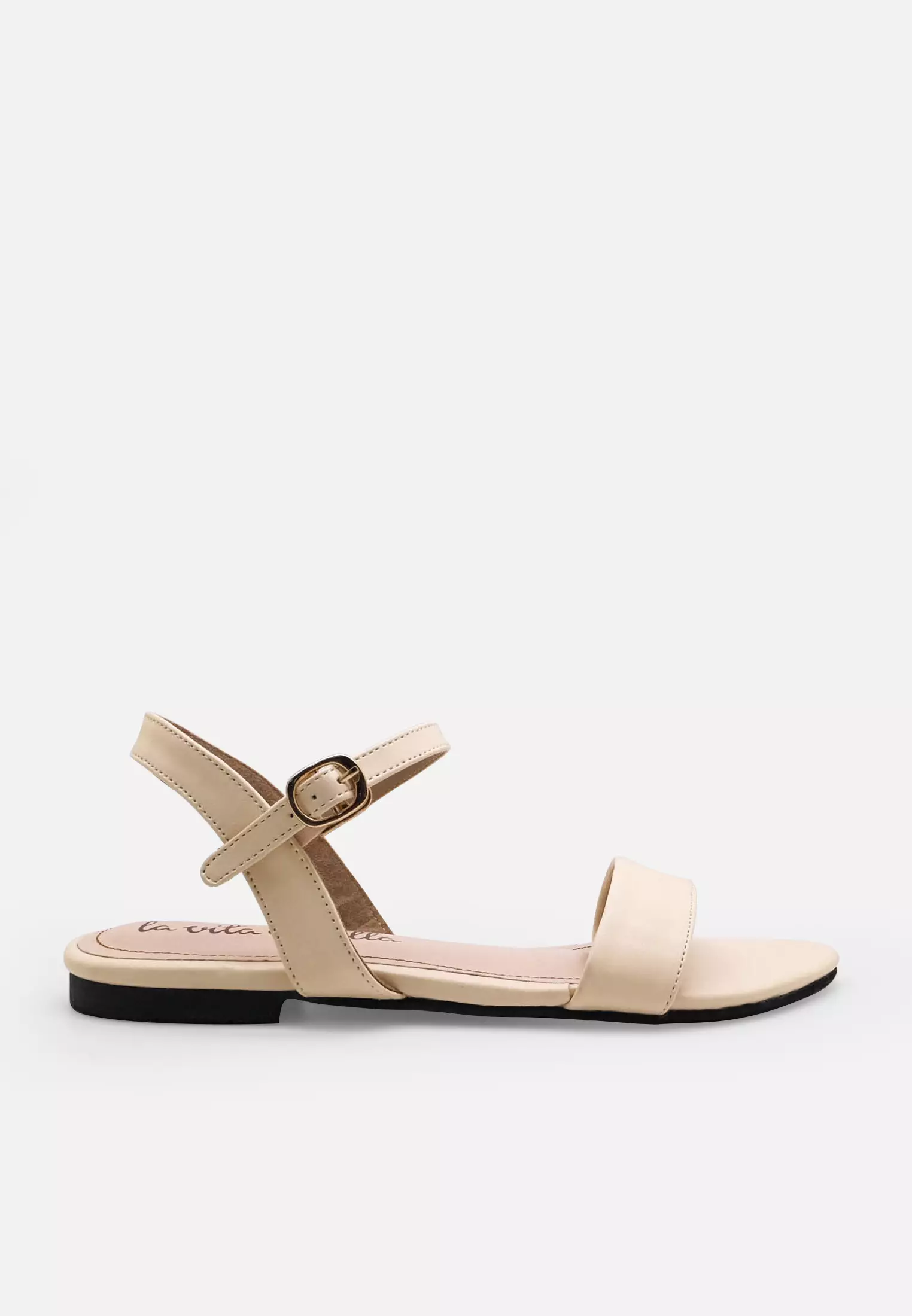 Lucy Ankle Strap Sandal Flat Wanita Vegan Leather