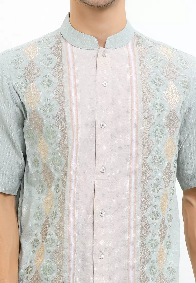 Green Tease Short Sleeve Baju Koko