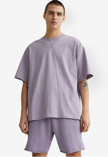 H&M purple Regular Fit Sweatshirt Shorts 5181FAA4260C9AGS_1