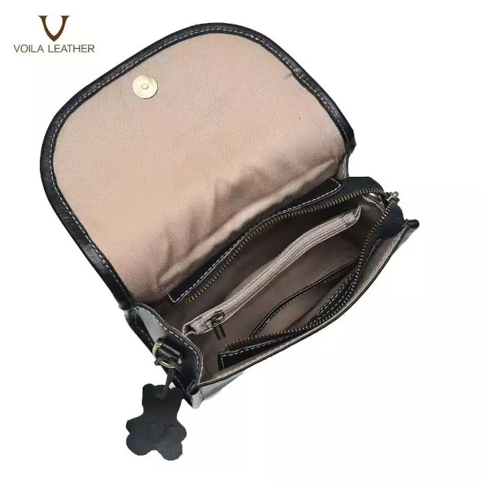 VOILA LEATHER Tas Selempang Wanita Kulit Asli Genuine Leather Sling Bag STELLA Black