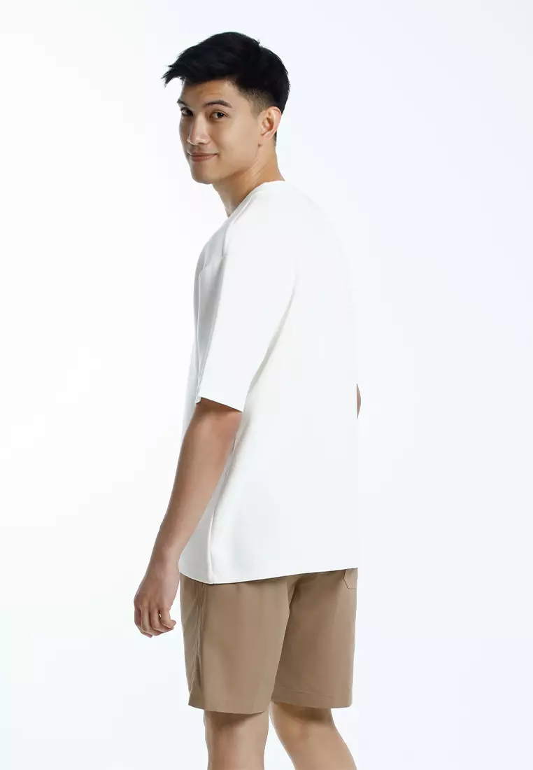 Forest Oversized Heavy Weight 300gsm Modal Cotton Short Sleeve T Shirt Men - 24088-02White