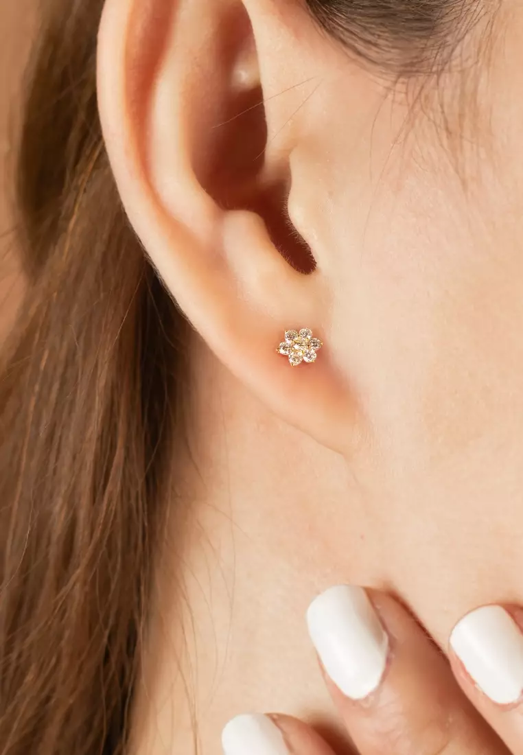 Flower Studs Earrings 14k Gold