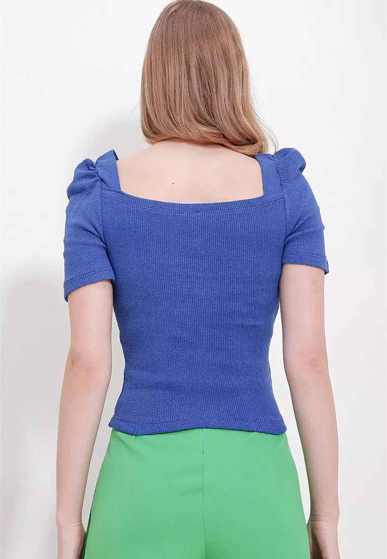 Square Neck Short Sleeves Top