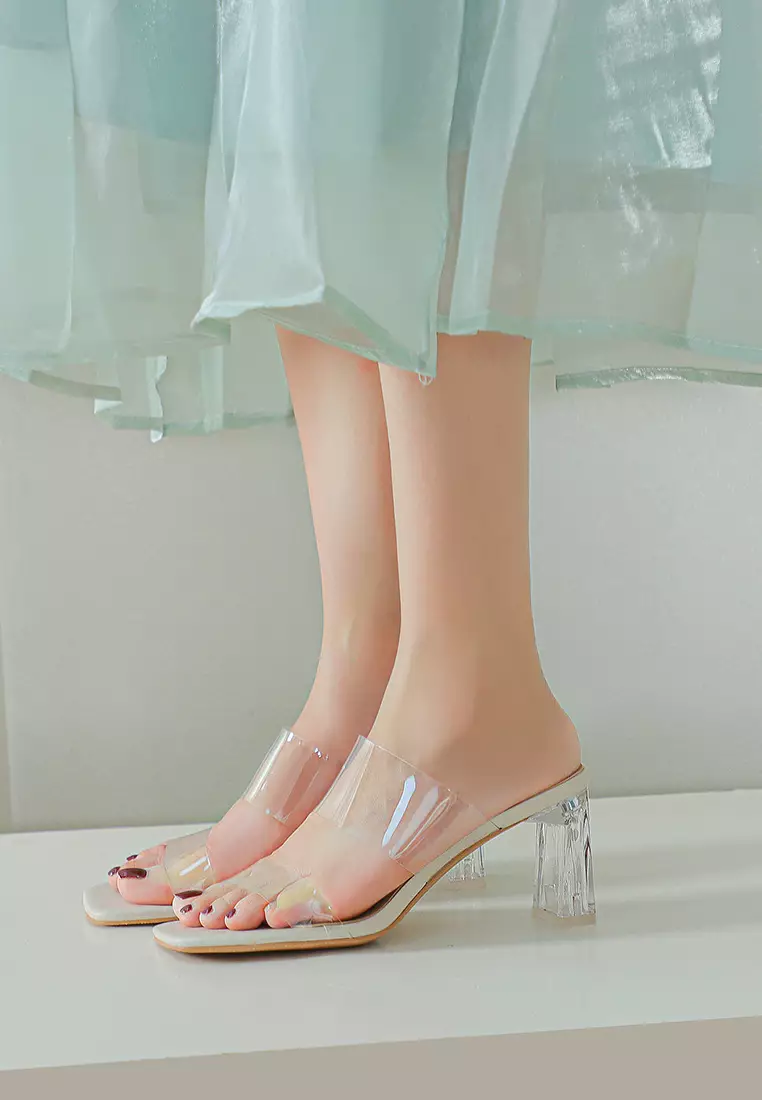 Transparent strap heels online