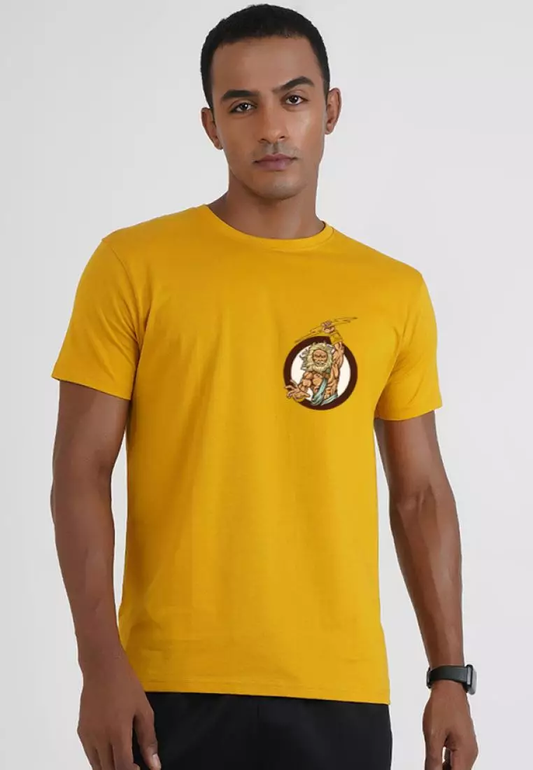 QuirkyT Zeus Graphic Yellow Cotton Short Sleeve Essential T-Shirt