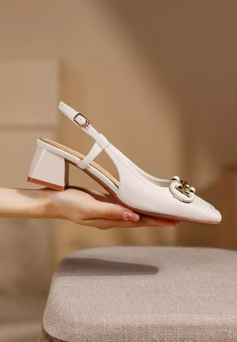Leather hot sale horsebit slingback