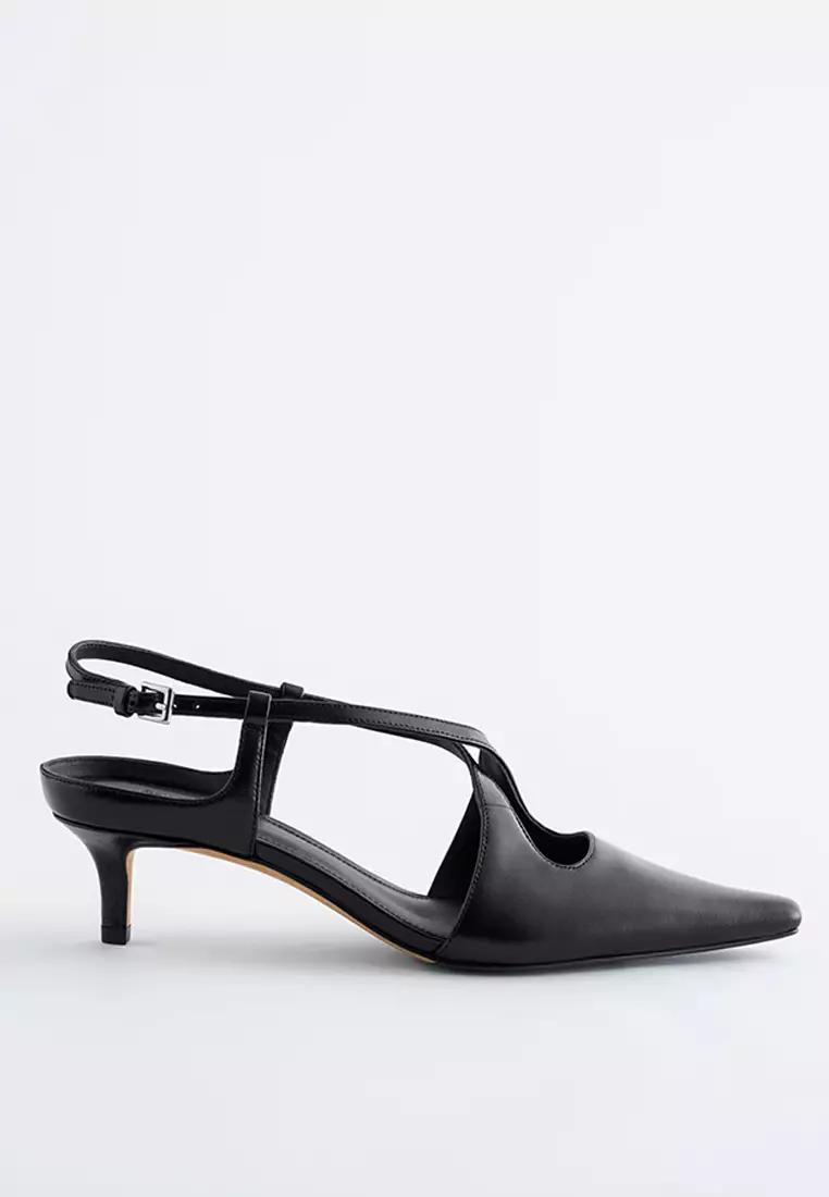 Criss-Cross Leather Slingback Pumps