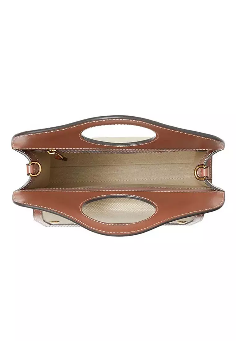 Mini Two-Tone Crossbody Bag in Natural/Malt Brown