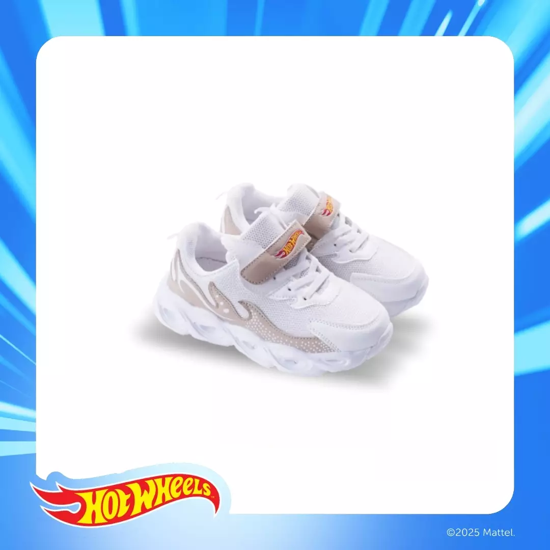 HOTWHEELS - SEPATU SNEAKERS ANAK LED LAKI CH740221LK -  PUTIH/COKLAT JAHE by Zandilac