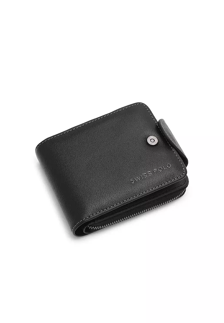 Men's Genuine Leather RFID Blocking Fortune Wallet - Black