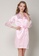 SMROCCO pink Silk Like Long Sleeve Long Pants Pyjamas Set L8008 (Pink) 3073DAA7A40F24GS_2