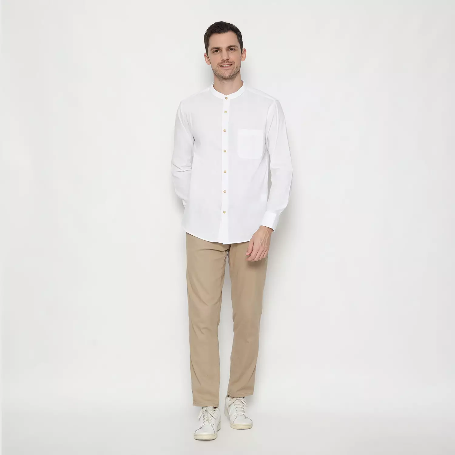 Platini Kemeja Pria Koko Shanghai Lengan Panjang Katun 22063.07 WHITE