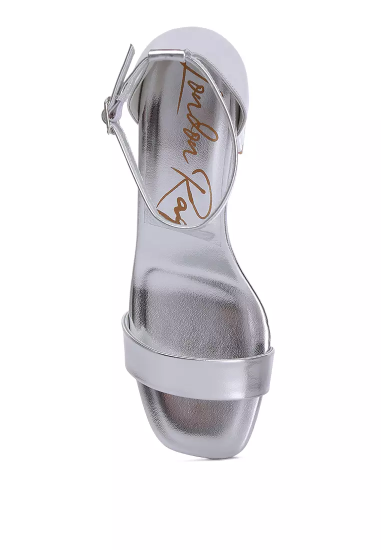 Buy London Rag Metallic Block Heel Sandals in Silver 2025 Online