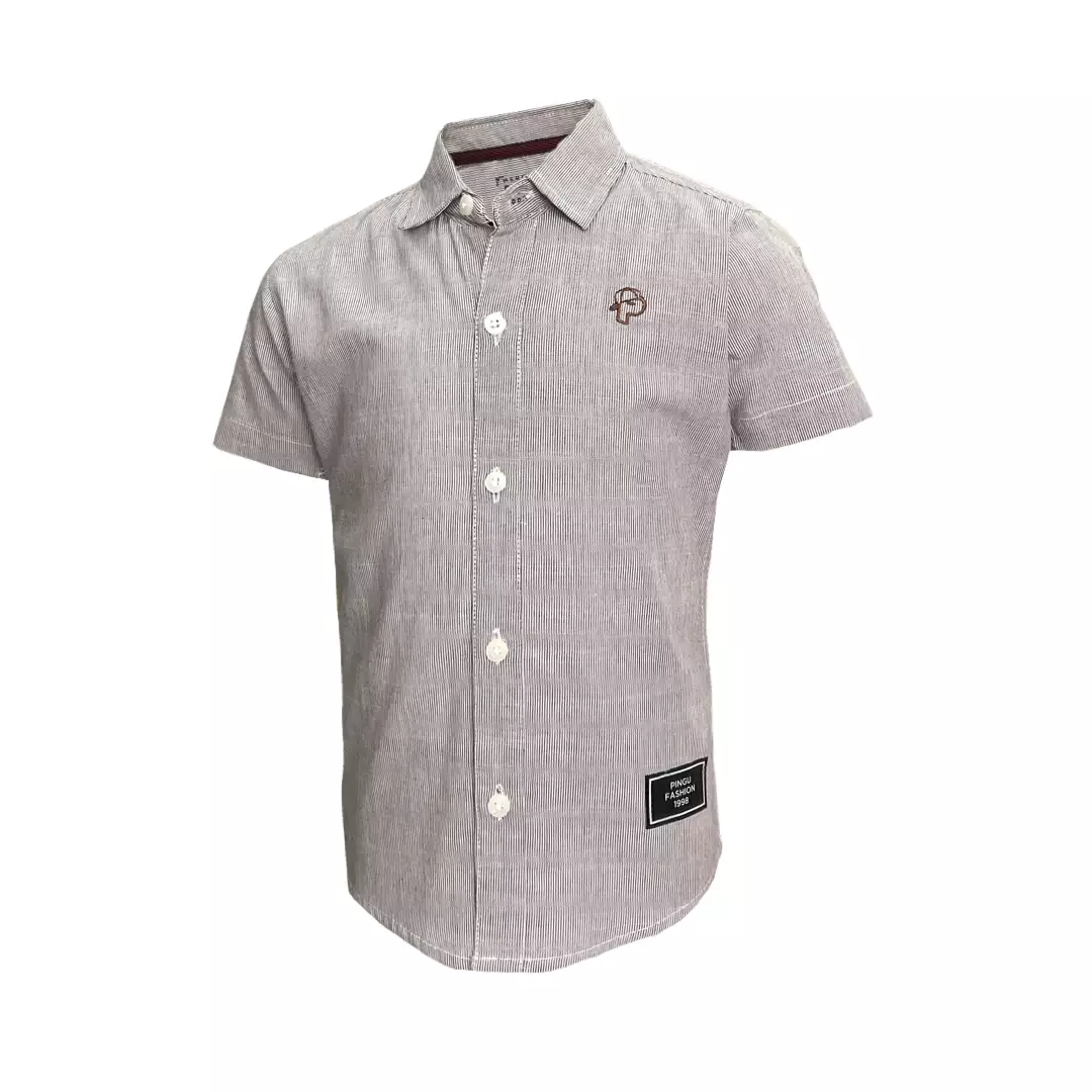 Pingu Kemeja Anak Laki Laki Salur Maroon Pendek 92200529