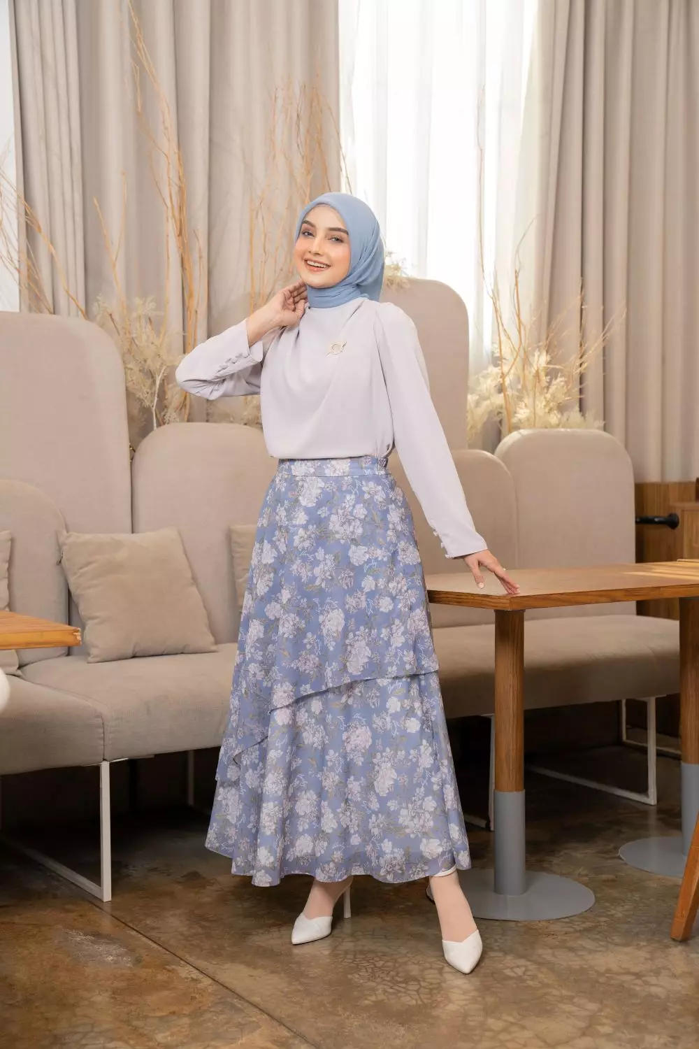 Klamby - Chana Blouse & Tantina Skirt Set Glacier Gray