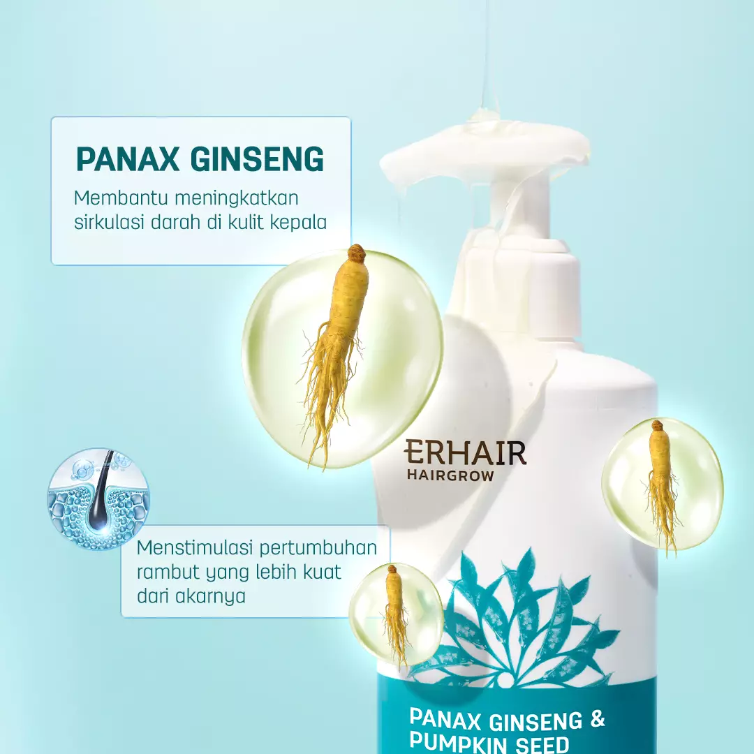 ERHAIR HAIRGROW Panax Ginseng & Pumpkin Seed Hair Fall Protection Shampoo 370ml