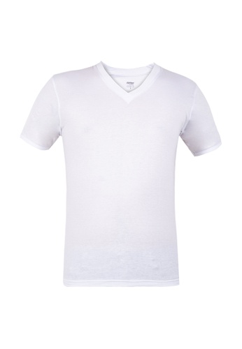 Puritan white V-Neck White T-Shirt 182FFAA651A0FDGS_1
