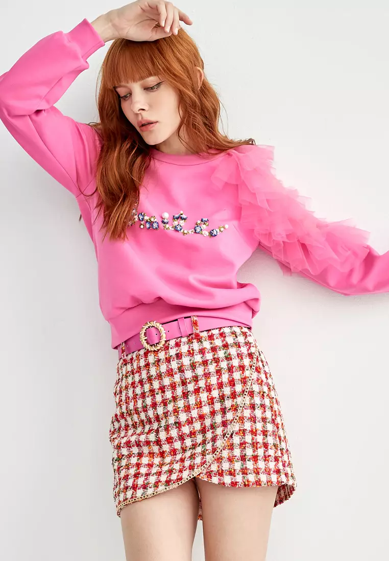 iROO Tweed Asymmetric Skirt