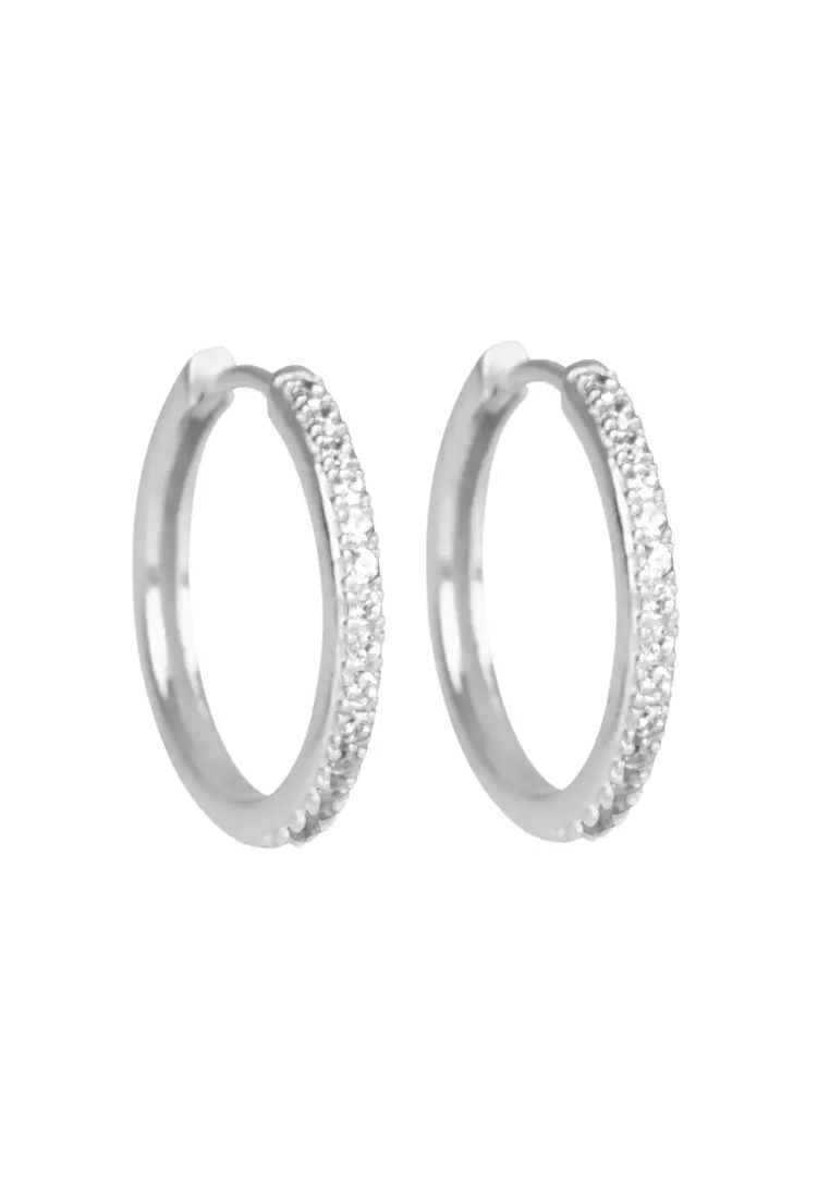  Sterling Silver Eternal Crystal Hoops 24mm 