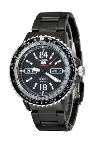 Jual Seiko Jam Tangan Pria Seiko 5 Sport Srp355k1 Strap Stainless Steel Black Original Zalora Indonesia